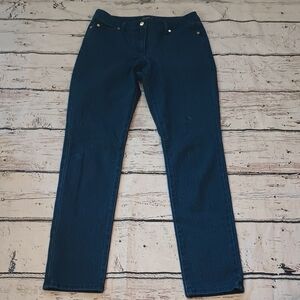 J. McLaughlin Blue Dark Wash Gold Hardware Stretch Jeans 4